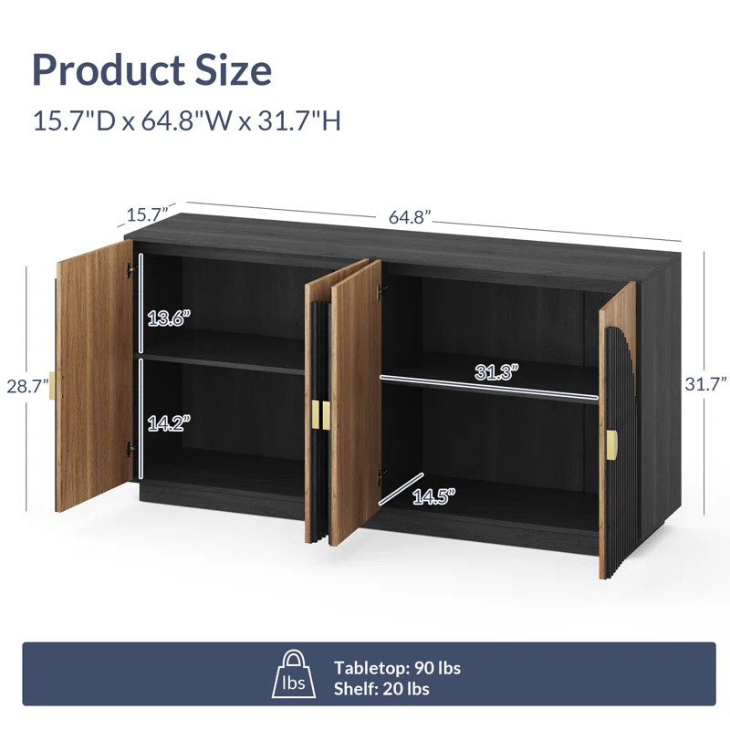 64.8" Buffet Cabinet with Storage, Sideboard Large Console Table | Wayfair North America