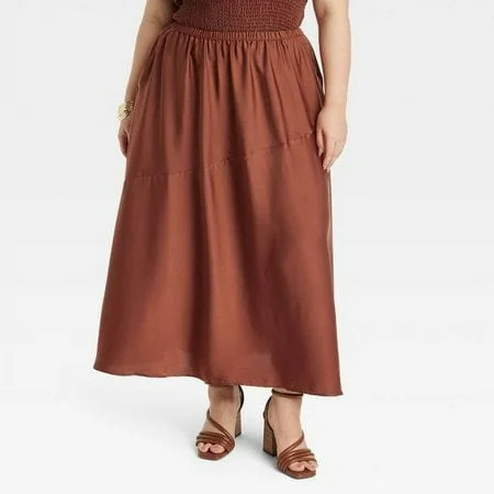 Women s Maxi A-Line Slip Skirt - A New Day™ Brown 3X | Walmart (US)