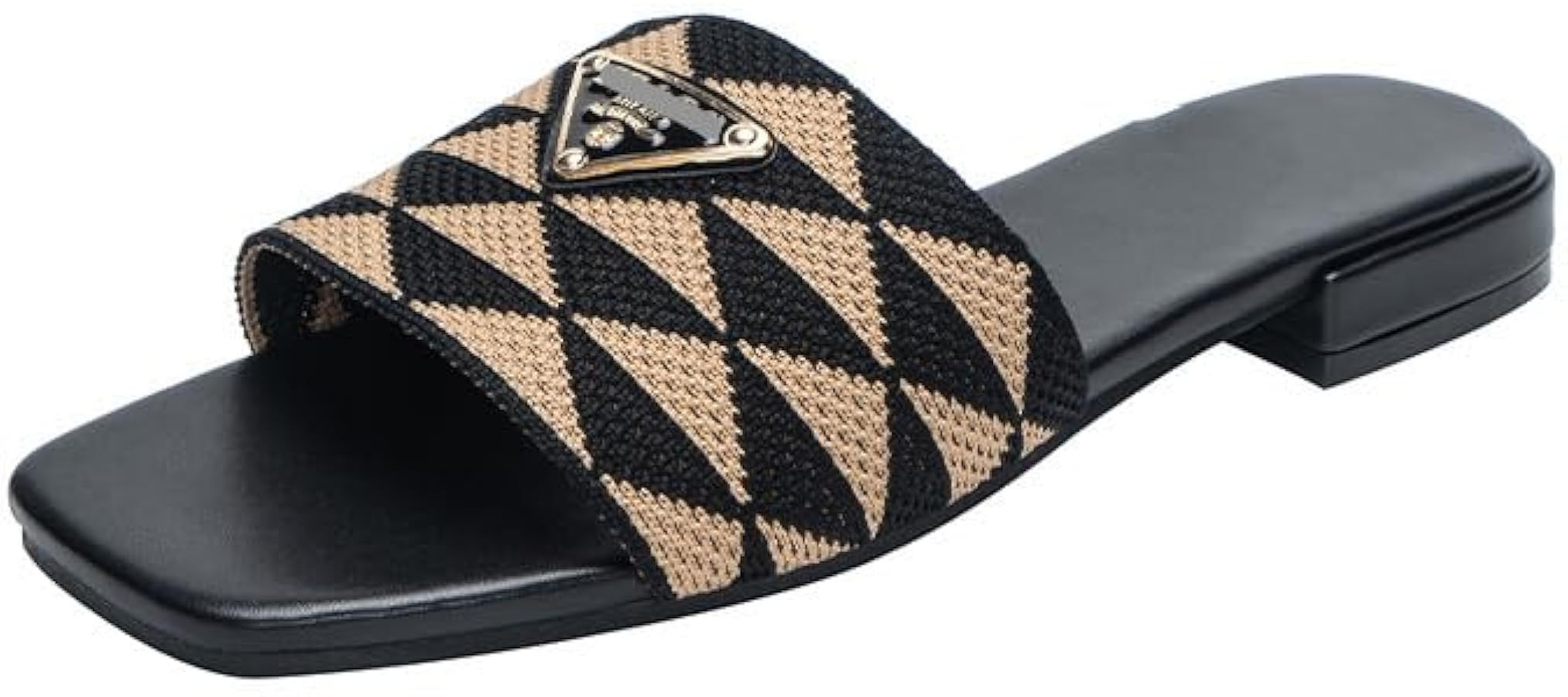 ALyaht The Story of Shoes Knitted Flat Sandals Women's Square Open-toed Square-toe Sandals Chunky... | Amazon (US)