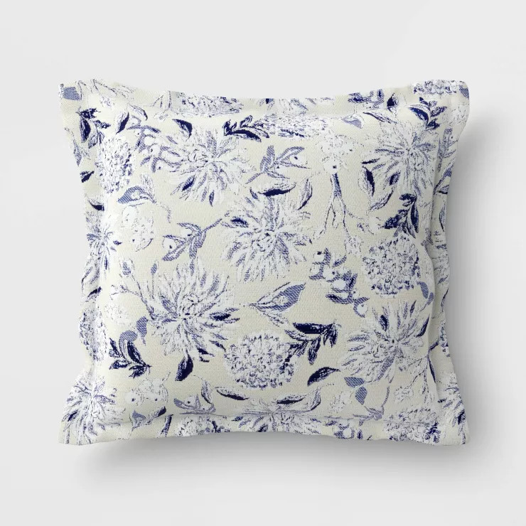 DuraSeason Fabric™ Woven Deep Seat Pillow Back Floral Shallow Blue - Threshold™ | Target