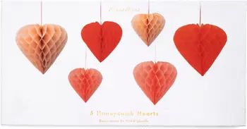 Set of 6 Heart Honeycomb Decorations | Nordstrom