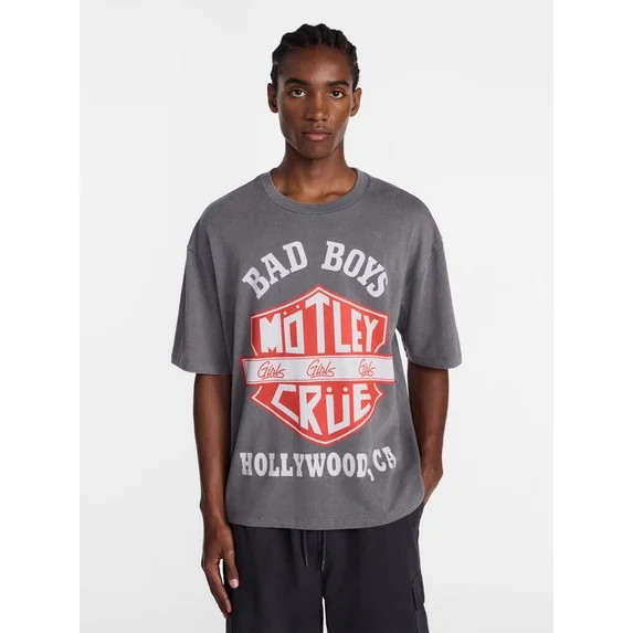 Motley Crue, Men's & Men's and Tall Mineral Wash Boxy Graphic Tee, Sizes XS–5XB & MT-4XLT | Walmart (US)