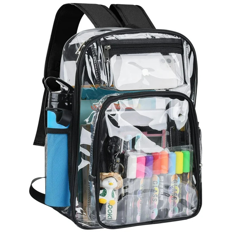 SANMADROLA Clear Backpack, Heavy Duty PVC Transparent Backpack Stadium approved with Reinforced S... | Walmart (US)