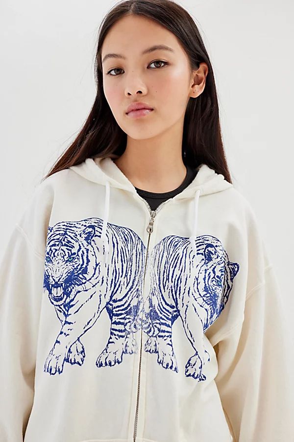 Project Social T Tiger Zip-Up Hoodie Sweatshirt | Urban Outfitters (US and RoW)