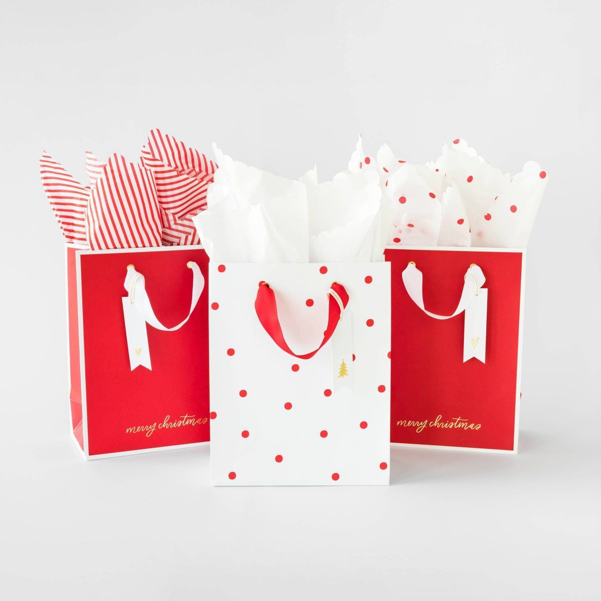25ct Scalloped Gift Tissue Paper White/Red - Sugar Paper™ + Target | Target