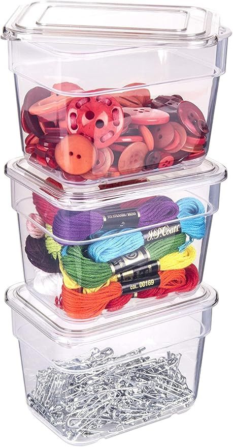 ArtBin 6969AG Bins with Lids 3-Pack, [3] Small Art & Craft Organizer Boxes, Clear | Amazon (US)