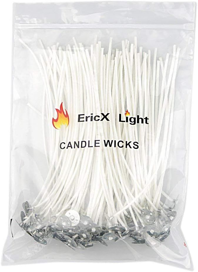 EricX Light 100 Piece Cotton Candle Wick 6" Pre-Waxed for Candle Making,Candle DIY | Amazon (US)