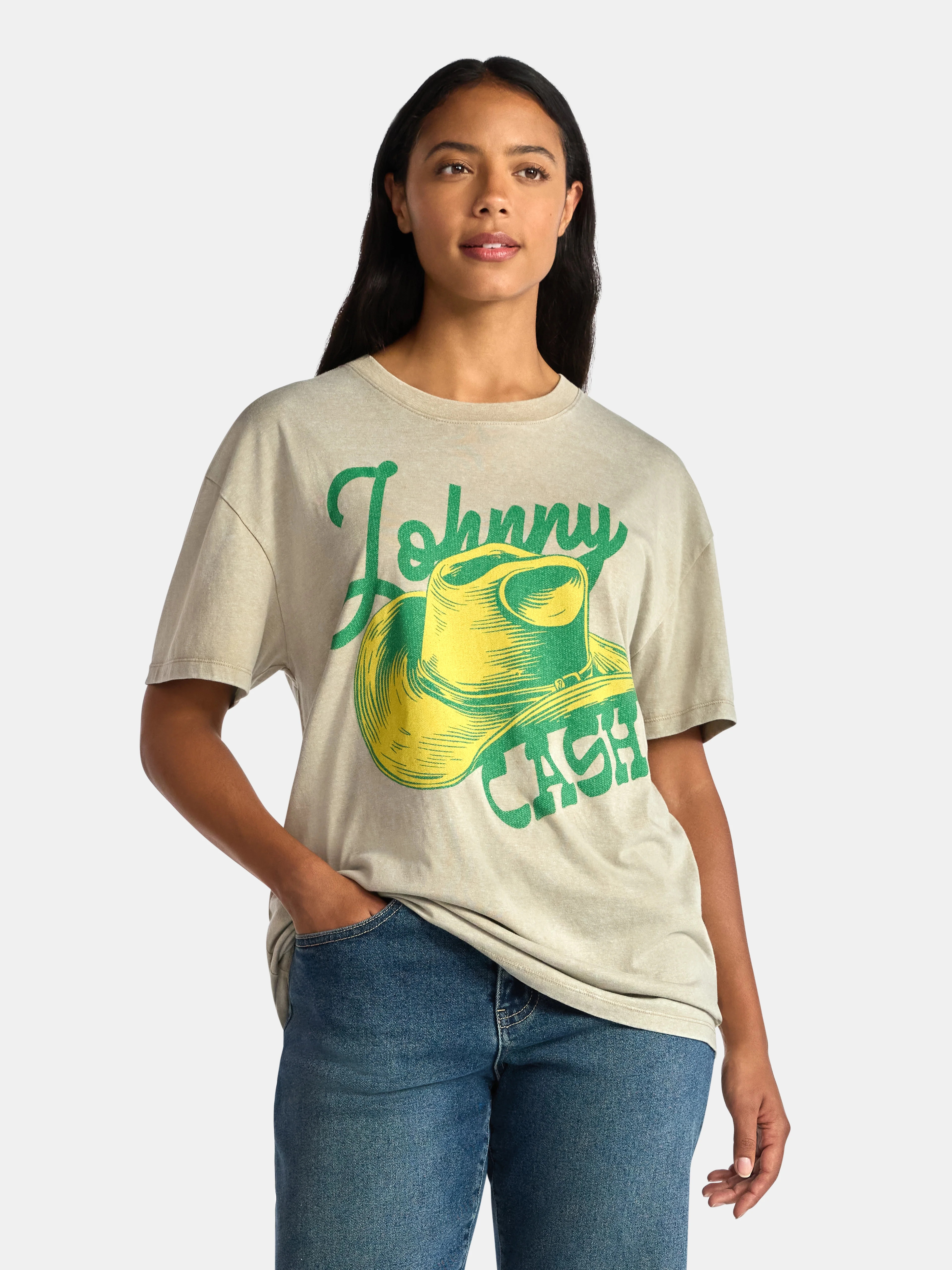 Johnny Cash Women's Front Back Graphic Tee with Short Sleeves, Sizes XXS-XXL | Walmart (US)