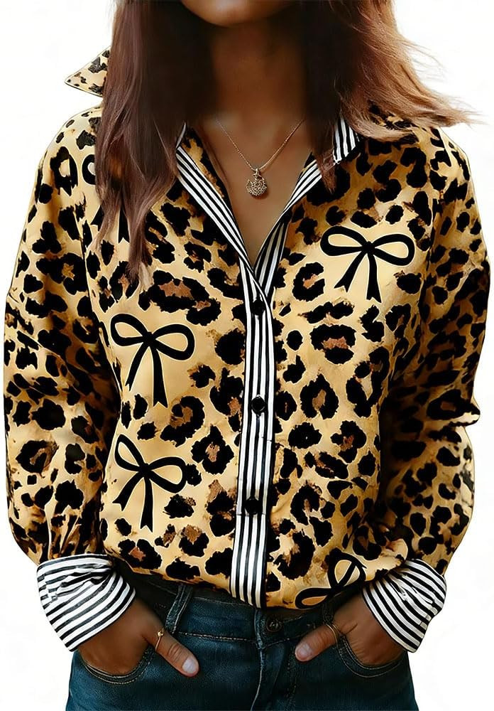 Blusa casual vintage de manga larga con estampado floral y botones para mujer | Amazon (US)