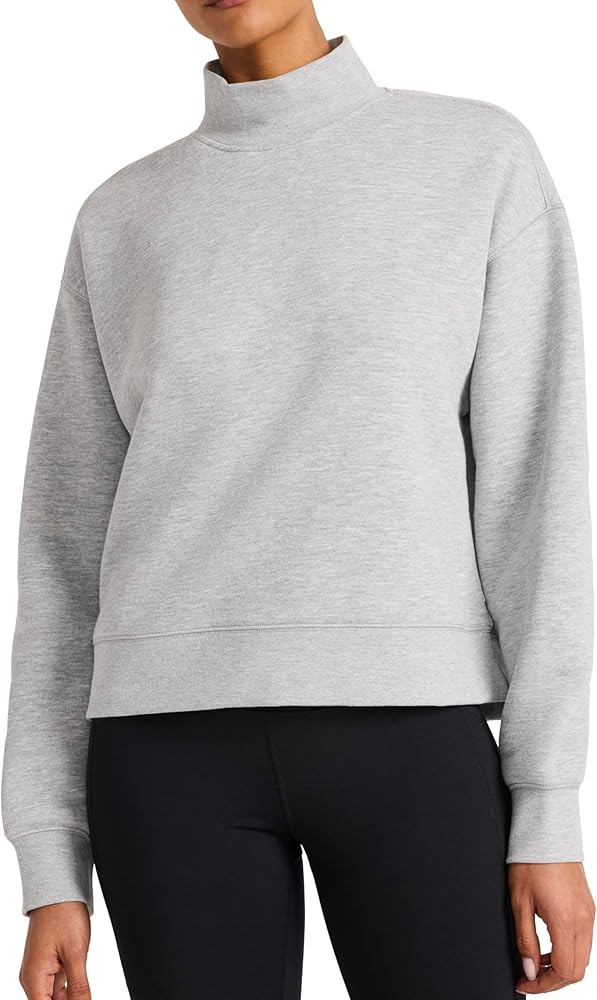 Reebok Women's Vector Mock Neck Sweatshirt, Standard Fit, Midweight Cotton-poly Fabric | Amazon (US)