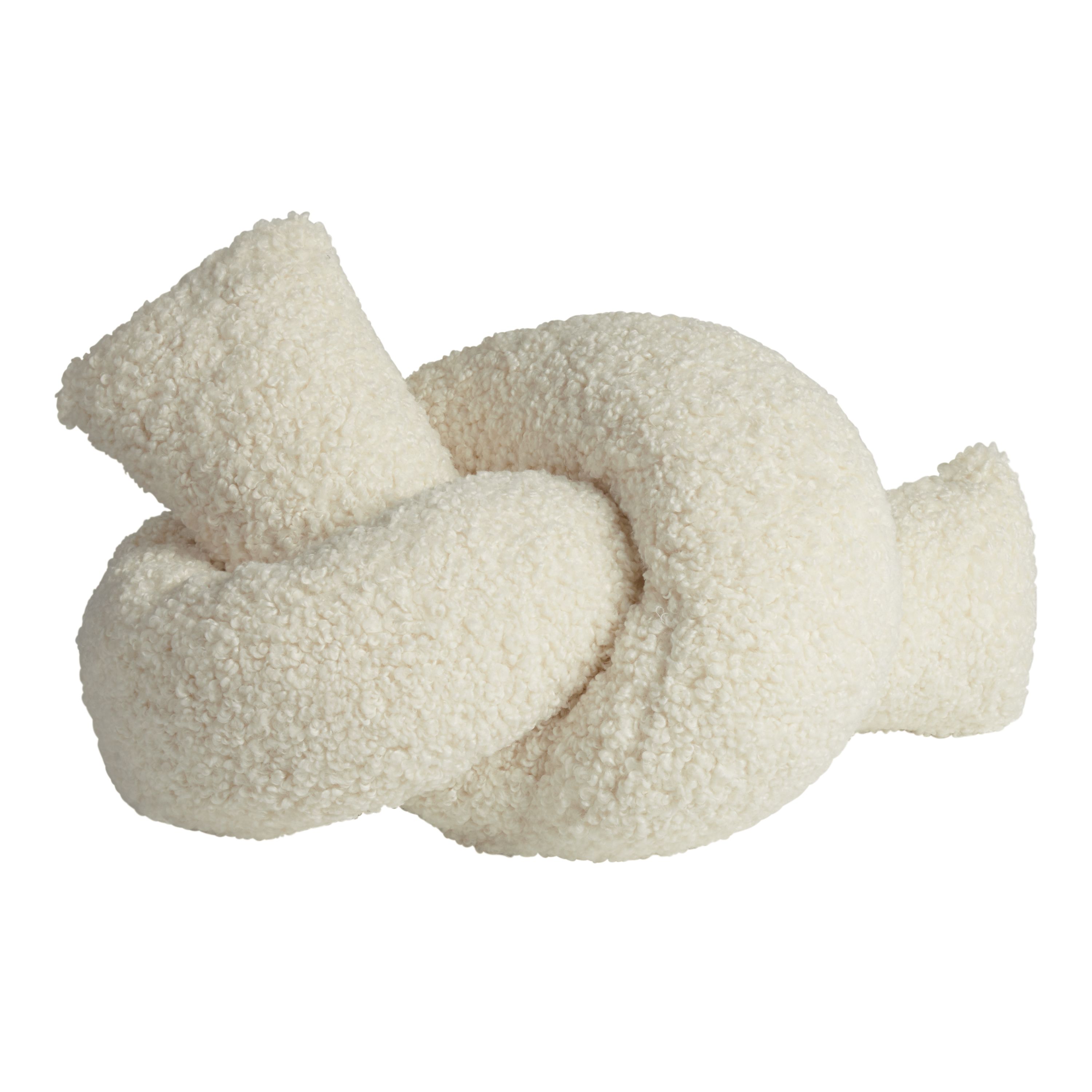 Ivory Boucle Cylindrical Knot Pillow | World Market