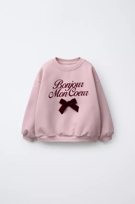 VELVET BOW SWEATSHIRT | Zara US