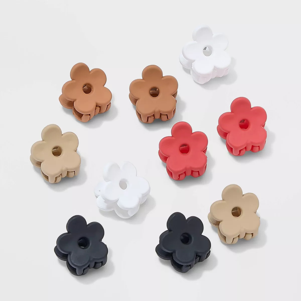 Frosted Flower Mini Claw Hair Clip Set 10pc - Wild Fable™ Pink/Brown/Black | Target
