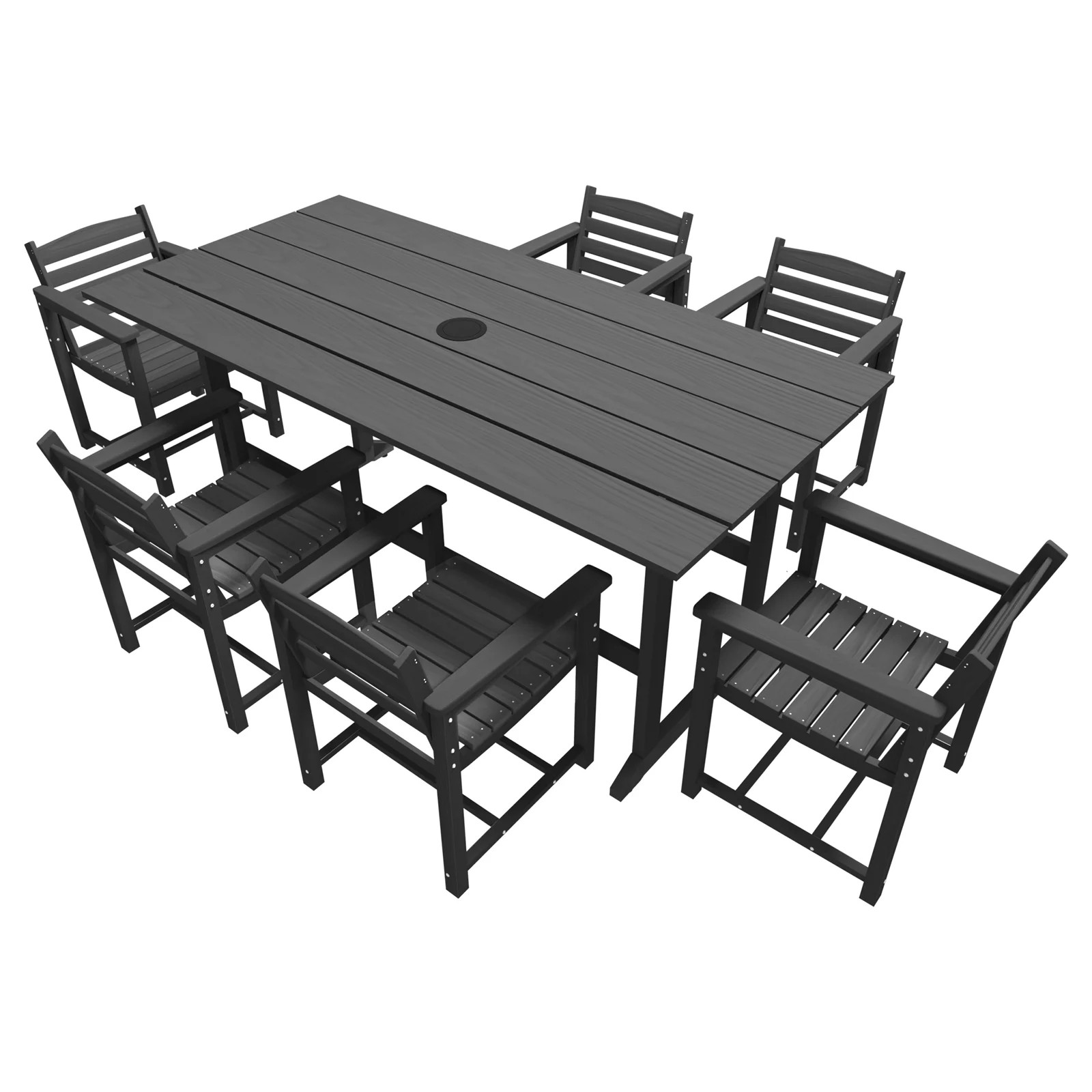 NOICOI Outdoor 7-Piece Dining Table Set,  HDPE Outdoor Dining Table Sets with Umbrella Hole Cut-O... | Walmart (US)