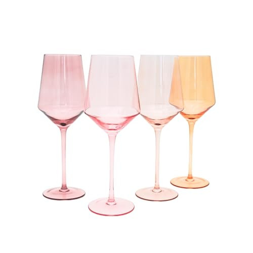 Gracie Glass Set of 4 Stemmed Multicolor Wine Glasses | Colored Wine Glasses | Goblet Glasses for Red & White Wine, Spritz | Coloured Glasses Drinking Set, Colorful Pink Crystal Glasses (13.5oz) | Amazon (US)