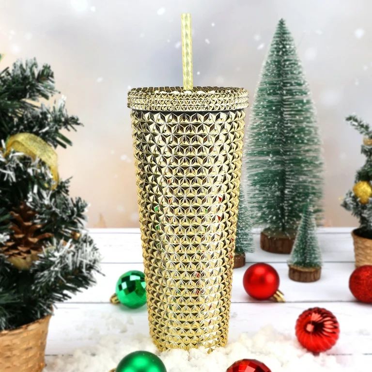 Holiday Time 26-Ounce Acrylic Iridescent Double Wall Tumbler, Gold | Walmart (US)