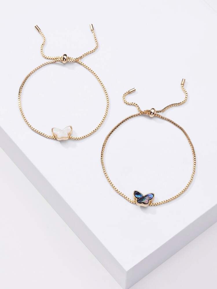 2pcs Butterfly Decor Bracelet | SHEIN