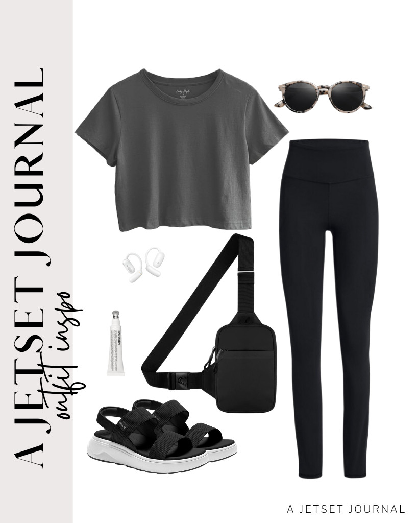 This Loving People cropped tee pairs well with buttery-soft leggings and a mini crossbody sling bag from simptech. Wearing Vilanva platform sandals is an excellent choice with SOJOS polarized sunnies and open-ear headphones. Perfect athleisure look for casual events.

#LTKSeasonal #LTKSaleAlert #LTKTravel 

 