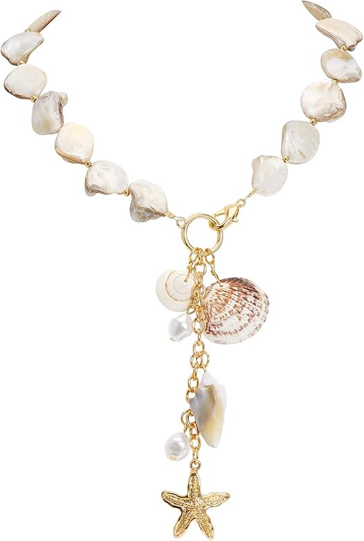 Bocar Statement Shell Bib Choker Necklace for Women Chunky Natural Freshwater Shell Conch Starfis... | Amazon (US)
