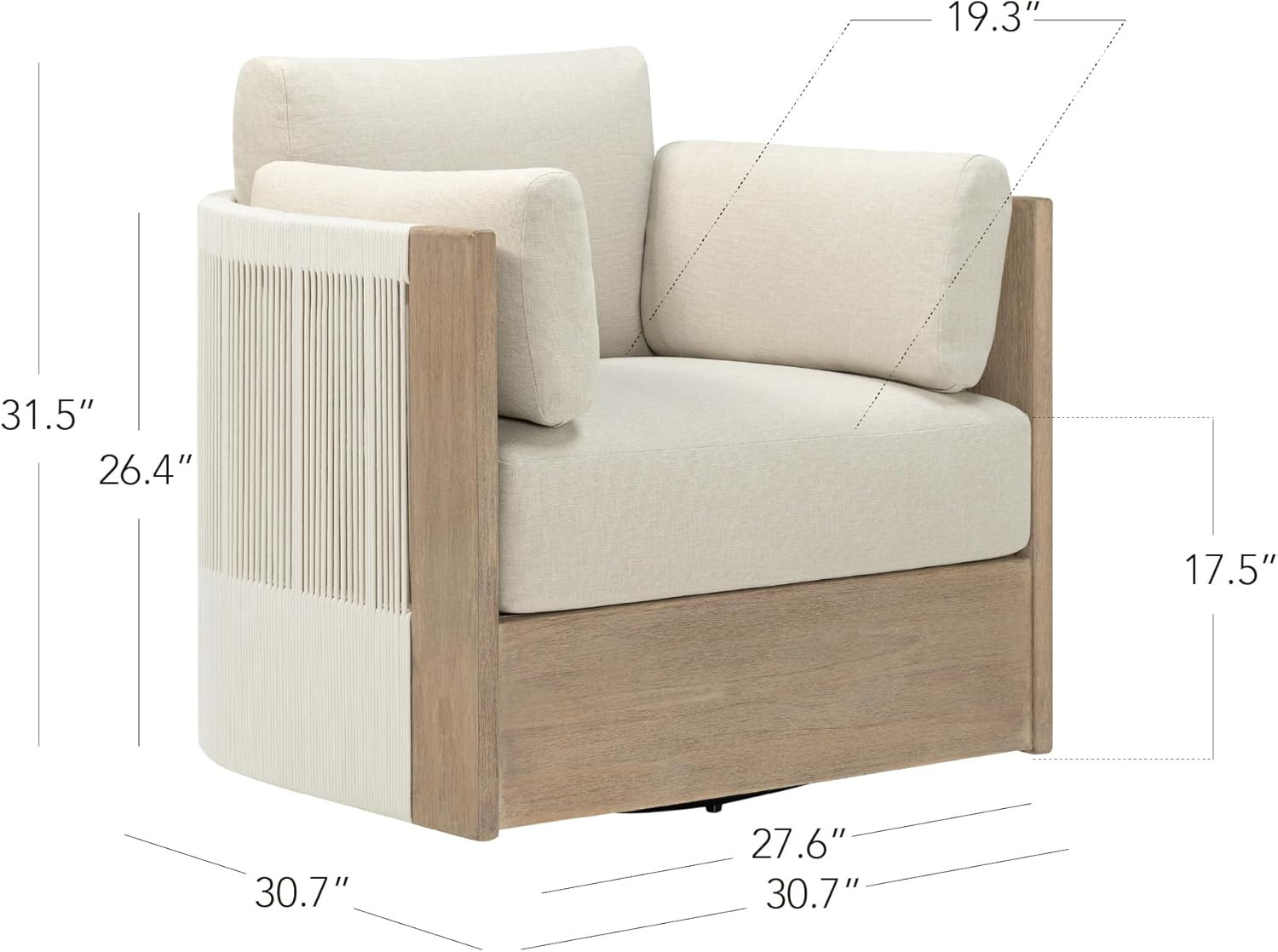 Amazon.com: CHITA Boho Patio Rattan 360° Swivel Chair, Outdoor Wicker Furniture with 7.9″ Thic... | Amazon (US)