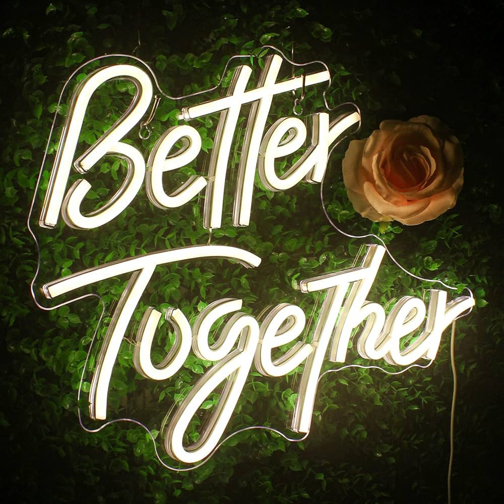 Amazon.com : Looklight Better Together Neon Sign,Neon Light for Room,Wedding Neon Sign,Warm White... | Amazon (US)