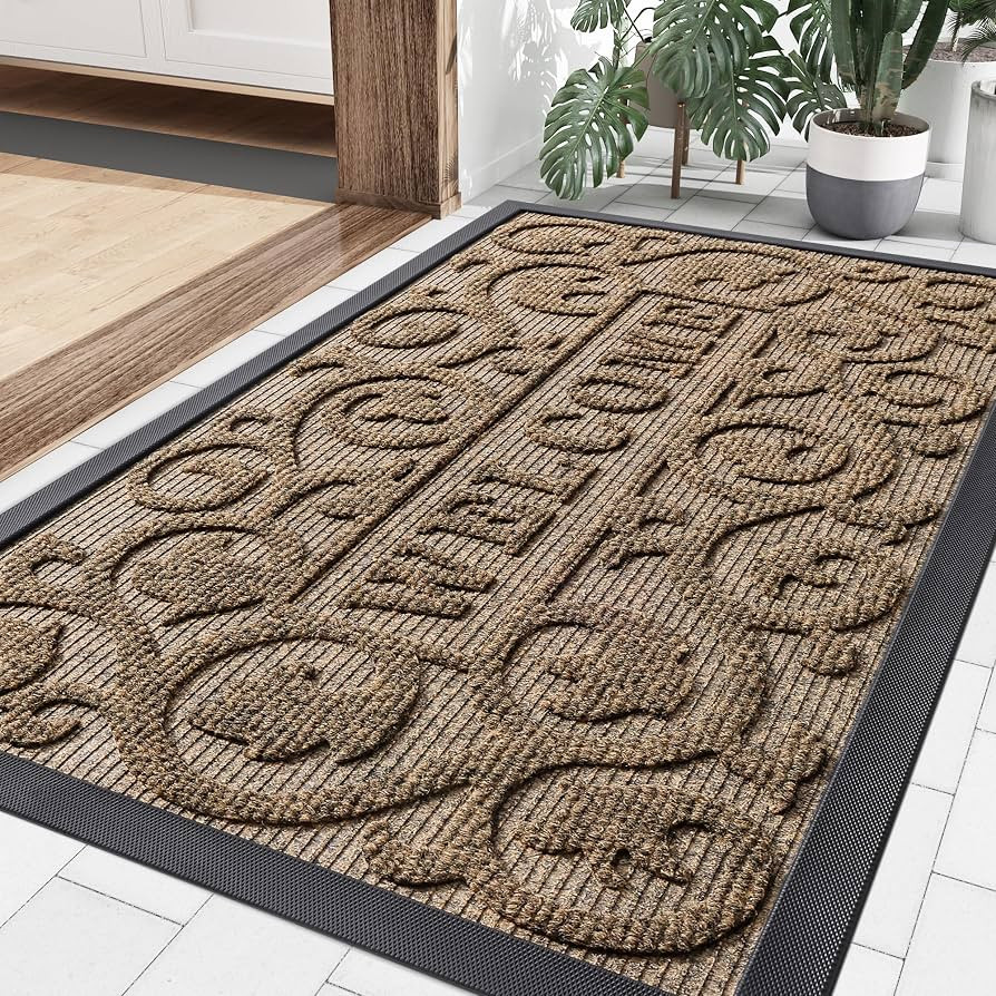 Smiry Front Door Mat Outside Entrance, Low Profile Rubber Doormat, 35x23 | Amazon (US)