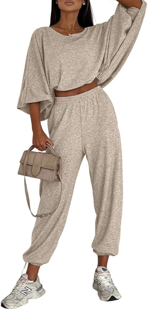 CHICME Women 2 Piece Pants Lounge Set Airport Travel Outfits | Amazon (US)