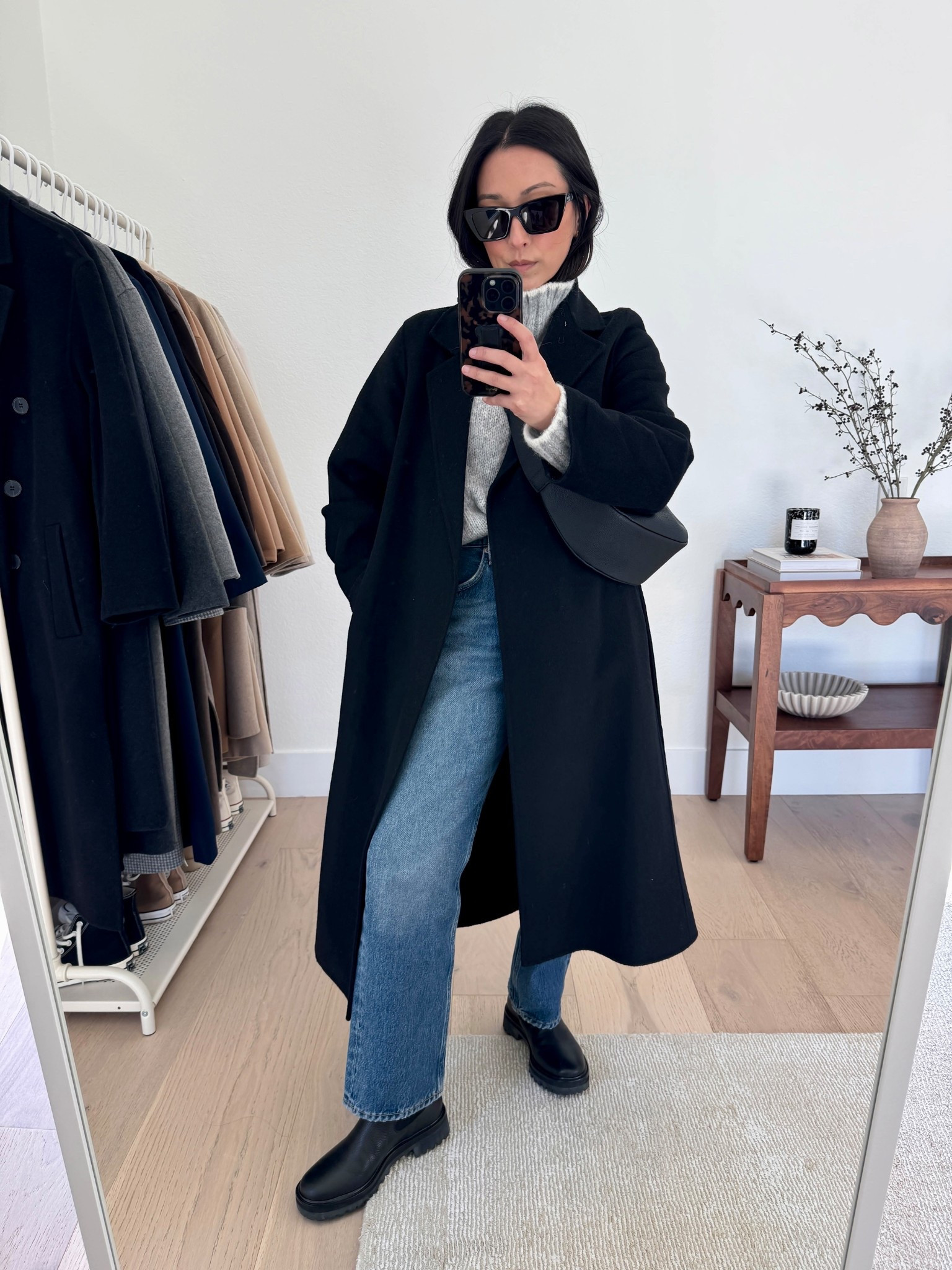 Reformation Katerina boots styled multiple ways. 

Mango coat xxs - new version runs long and tts, so don't size down. 
Madewell turtleneck xs
AGOLDE Mid Rise Crop 24 - fits like a high rise, no hemming needed. 
Reformation Katerina Boots 5.5
Amazon sling bag
YSL Sunglasses

Petite style, winter outfits, winter style

#LTKootd #LTKSeasonal #LTKPetite