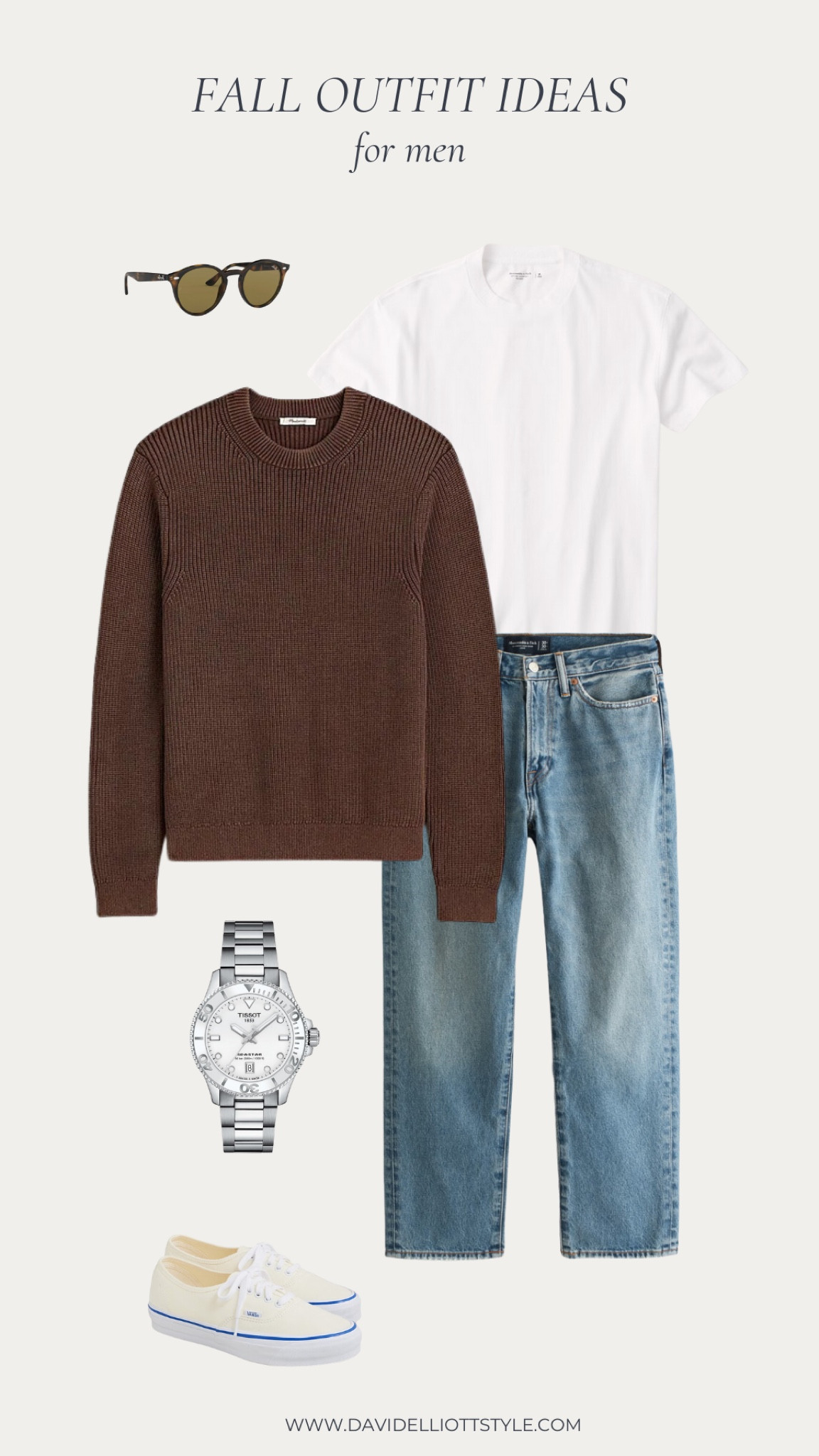 Casual outfit for brown sweater this fall.

#LTKMens