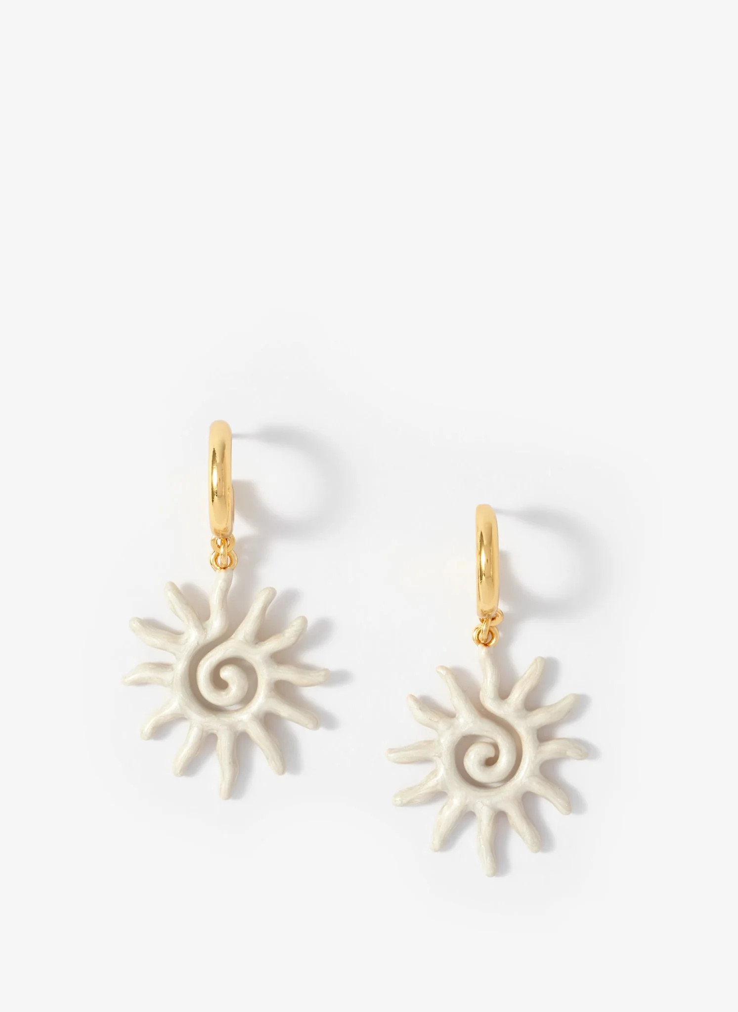 Gold Tone Sun Charm Hoop Earrings | Mint Velvet