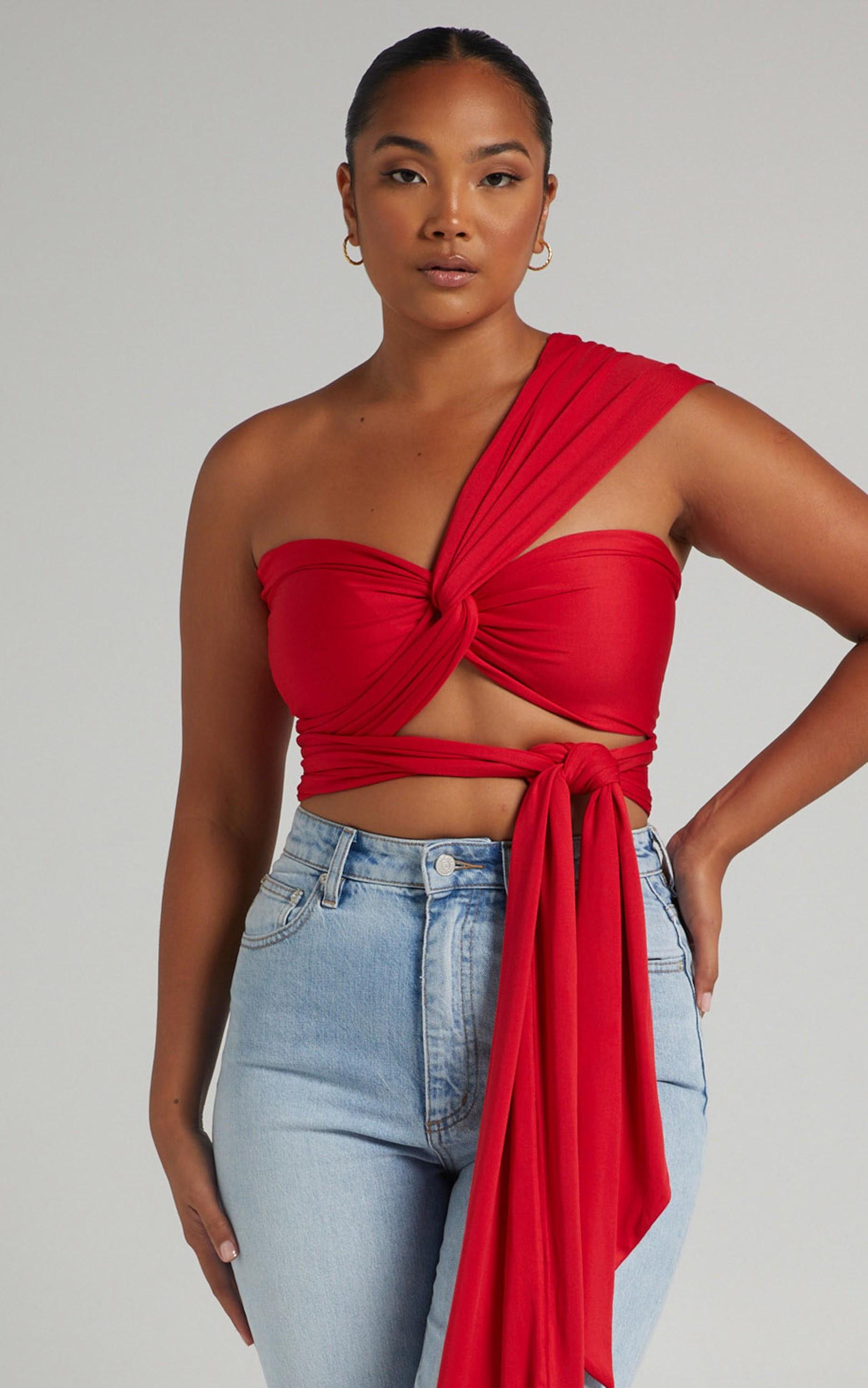Lilah Multi Tie Crop Top in Red | Showpo - deactived