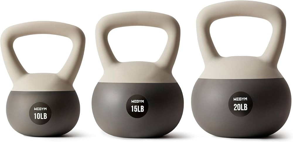 WEGYM 3 Piece Soft Kettlebell Set Heavy Duty Steel Sand Kettlebells 10lb 15lb 20lb Weightlifting,... | Amazon (US)