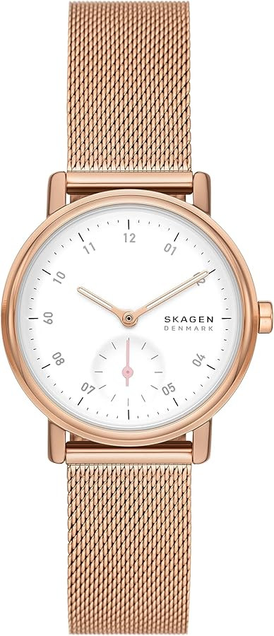 Skagen Women's Kuppel Lille Two-Hand Sub-Second Rose Gold Stainless Steel Mesh Band Watch (Model:... | Amazon (US)