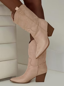 Jessie Cowboy Boots Beige | Princess Polly US