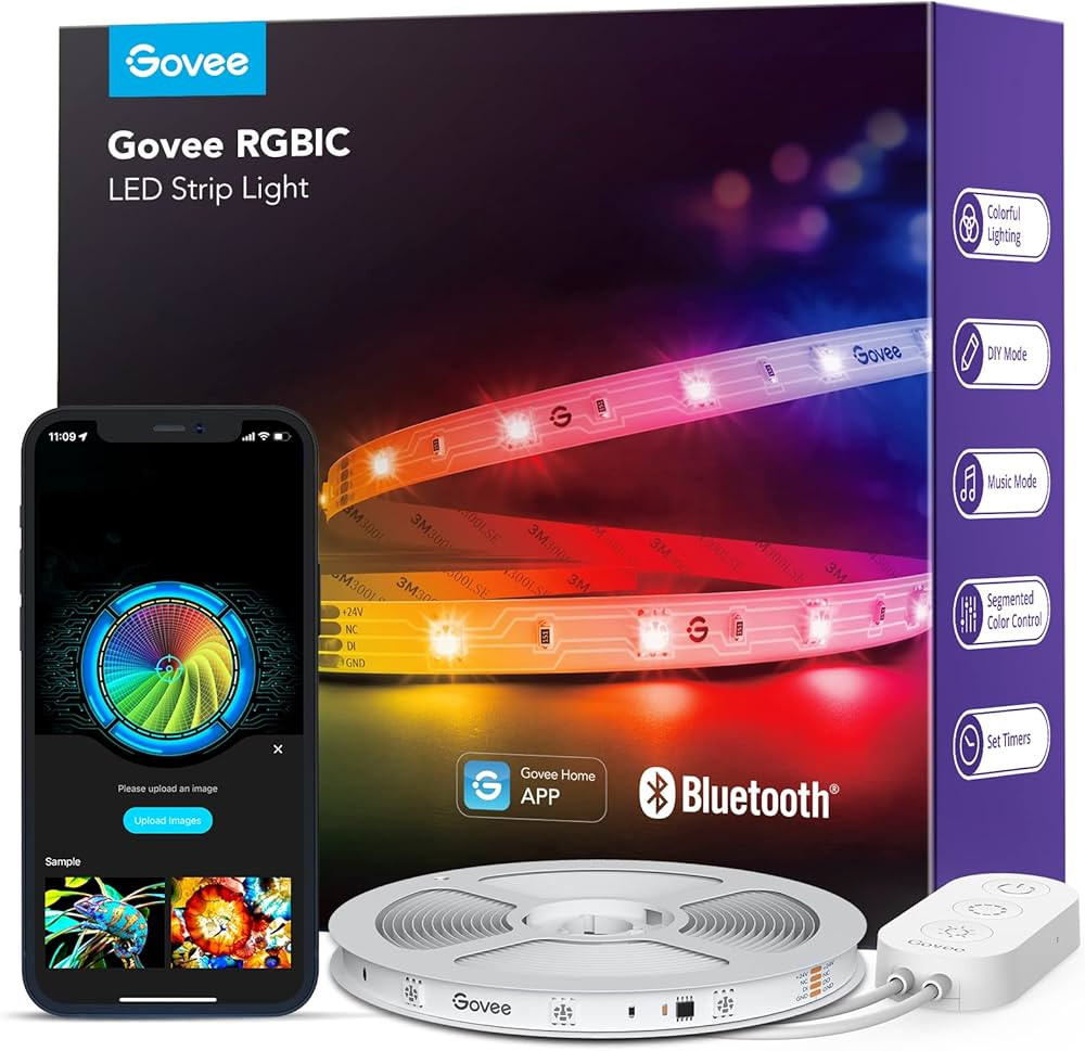 Govee RGBIC LED Strip Lights, Smart LED Lights for Bedroom, Bluetooth LED lights APP Control, DIY... | Amazon (US)