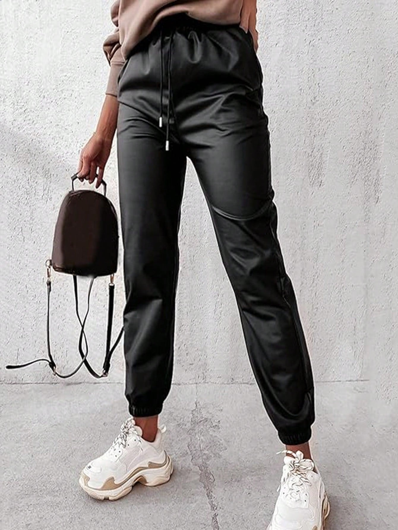 TendenciasSHEIN Pantalones con bolsillo inclinado y cintura con cordón | SHEIN