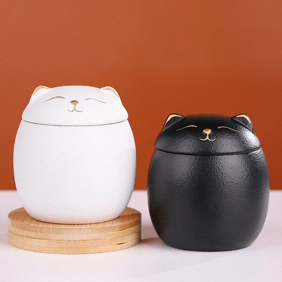 Comptine Ceramic Cute Cat Tea Canister Lucky Cat Small Size - Etsy | Etsy (US)