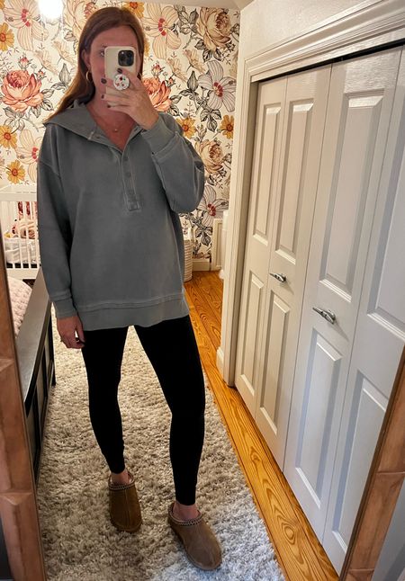 This hooded henley top has snap buttons so it is a great nursing option. It is a textured thermal material, hard to tell in the picture but a great lounge top! I’m wearing a small, it will fit my entire pregnancy and be so nice for postpartum.

#LTKbump #LTKSale