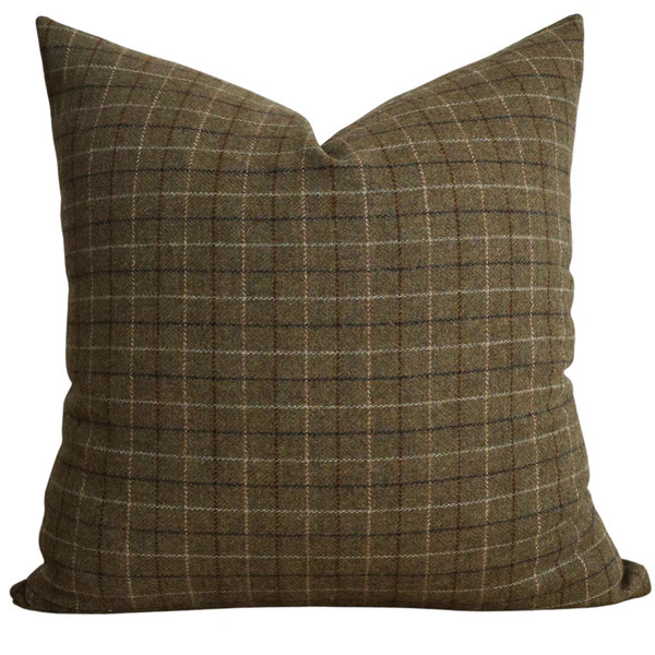 Deeply Green Wool Plaid Pillow Cover | Hackner Home (US)