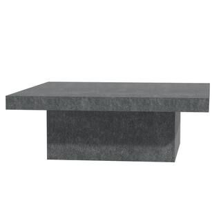 Carmelo 35.4 in. Cement Gray Stone Square Wood Top Coffee Table | The Home Depot