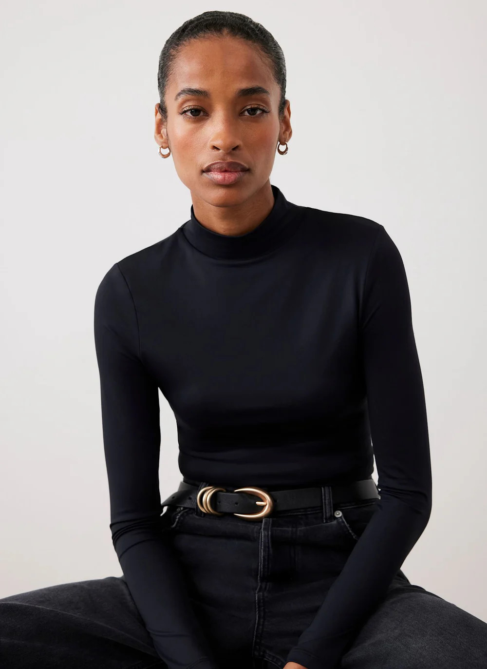 Black High Neck Layering Top | Mint Velvet
