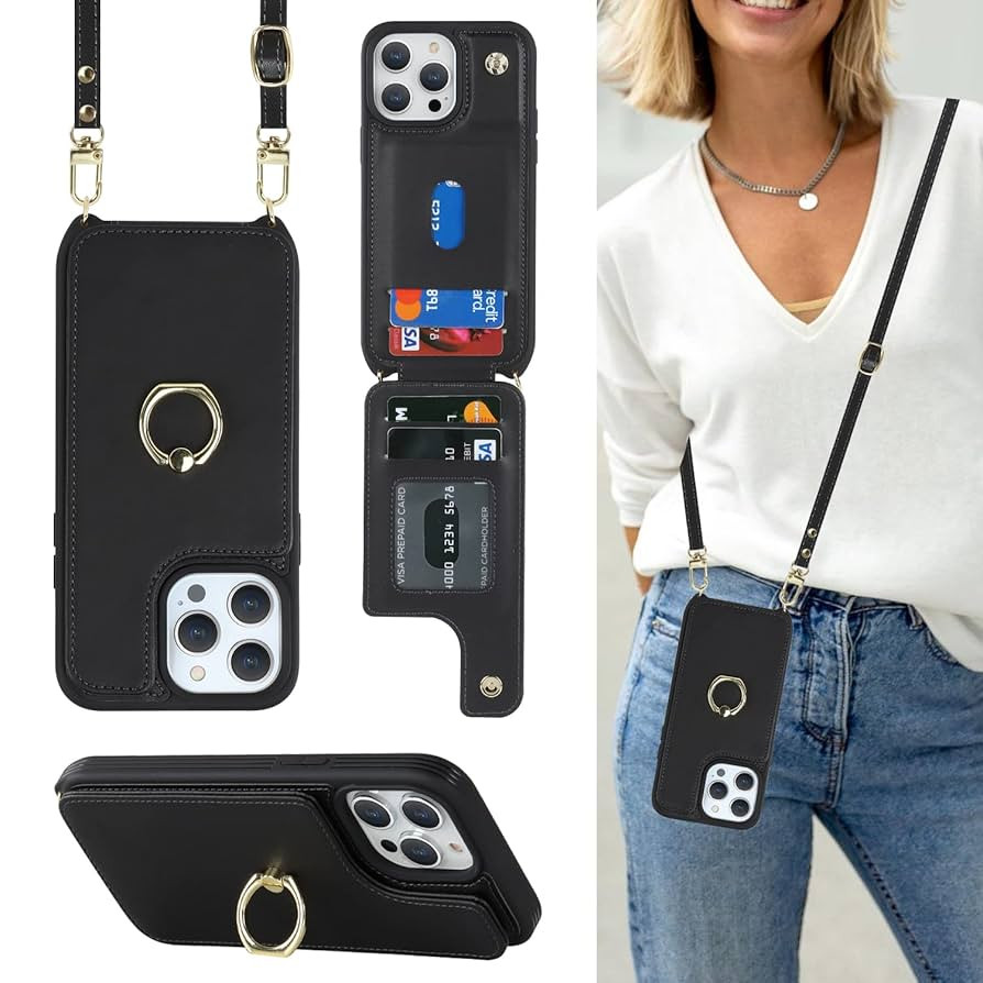 for iPhone 15 Pro Case with Card Holder for Women,iPhone 15 Pro Phone Case with Strap,Crossbody L... | Amazon (US)
