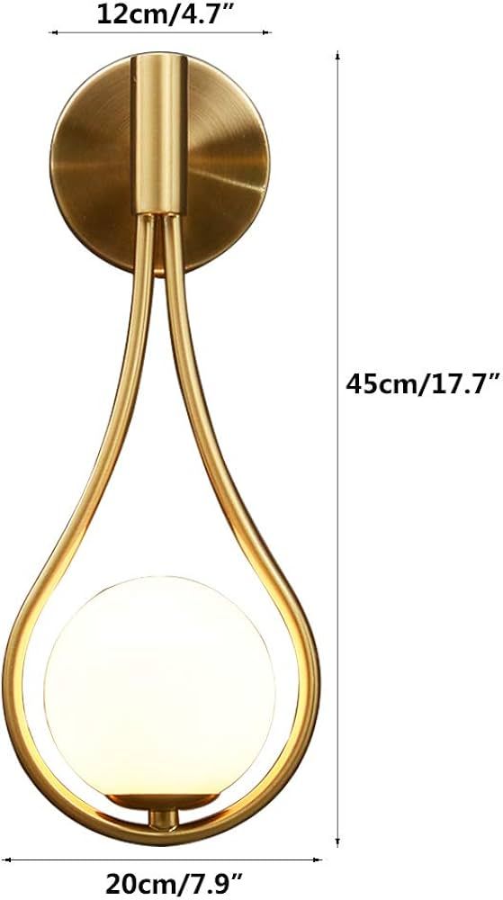 KCO Lighting Wall Sconce Mid-Century Drop Design Wall Mounted Light Brushed Brass Wall Lamps Gold... | Amazon (CA)