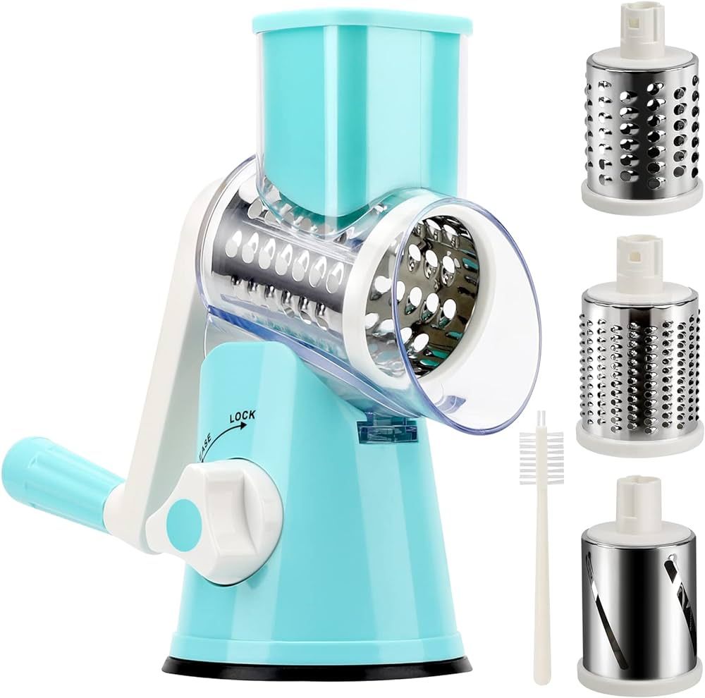 YNNICO Rotary Cheese Grater - Manual Mandoline Slicer with Non-slip Suction Base, Vegetable Slice... | Amazon (US)
