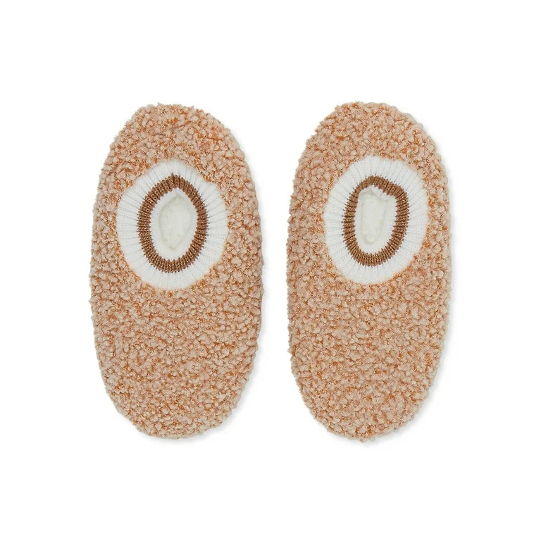 Fuzzy Babba Women's Slipper Socks with Cuffs, 1-Pack, Beige | Walmart (US)
