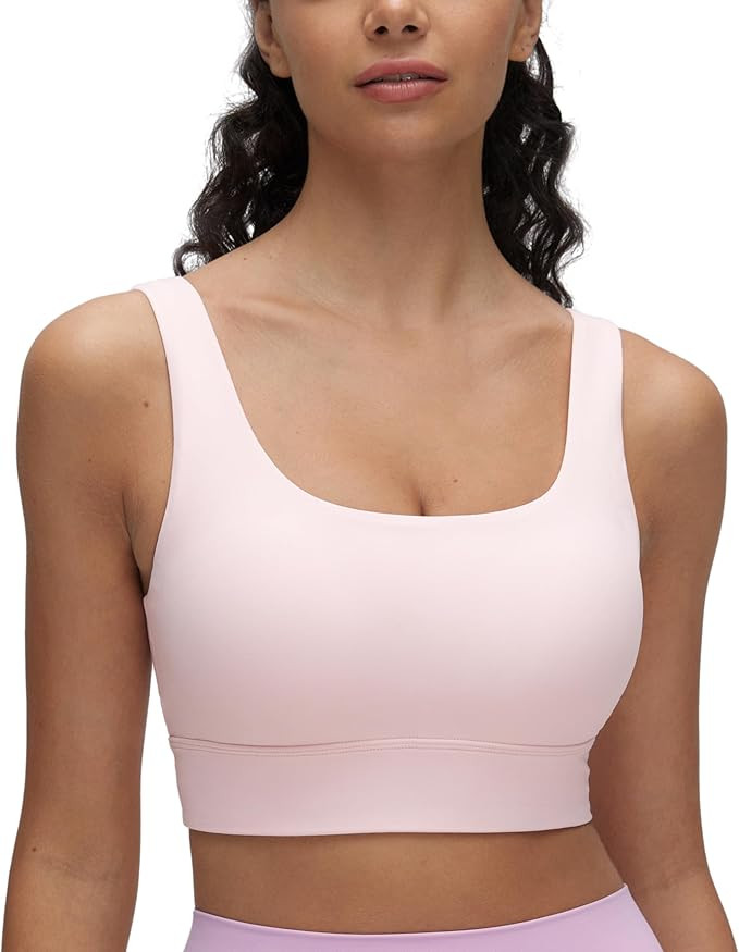 CRZ YOGA Butterluxe U Back Longline Sports Bras for Women - Scoop Neck Padded Yoga Workout Crop T... | Amazon (US)