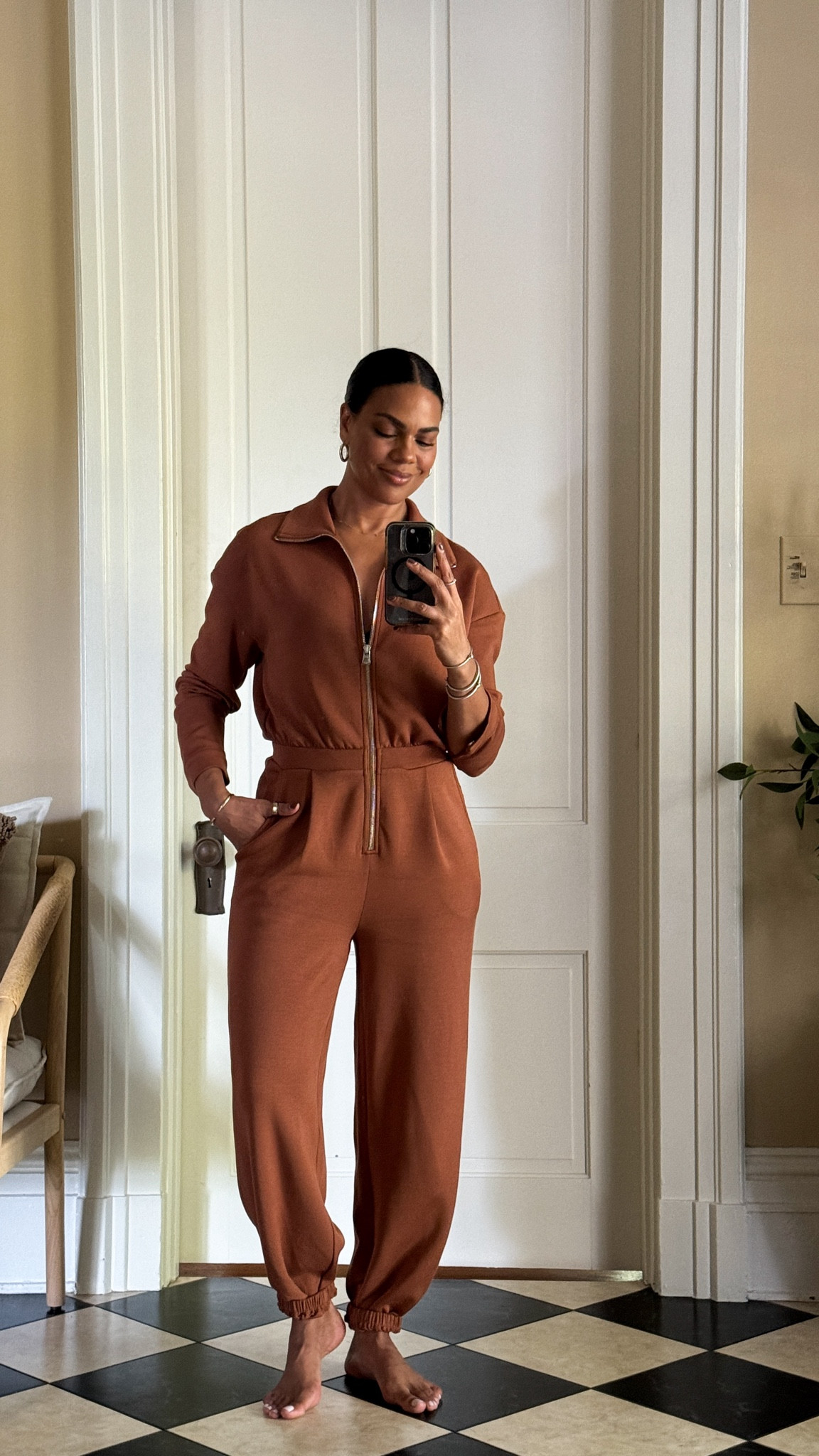 Lots of Q’s about this @varley jumpsuit! Beautiful quality, soft, pockets, flattering waistline & feels amazing. True to size! I’m 5’4” and folded mine once to hit at the ankle bone. #inVarley #giftedbyvarley

#LTKStyleTip #LTKOver40 #LTKActive