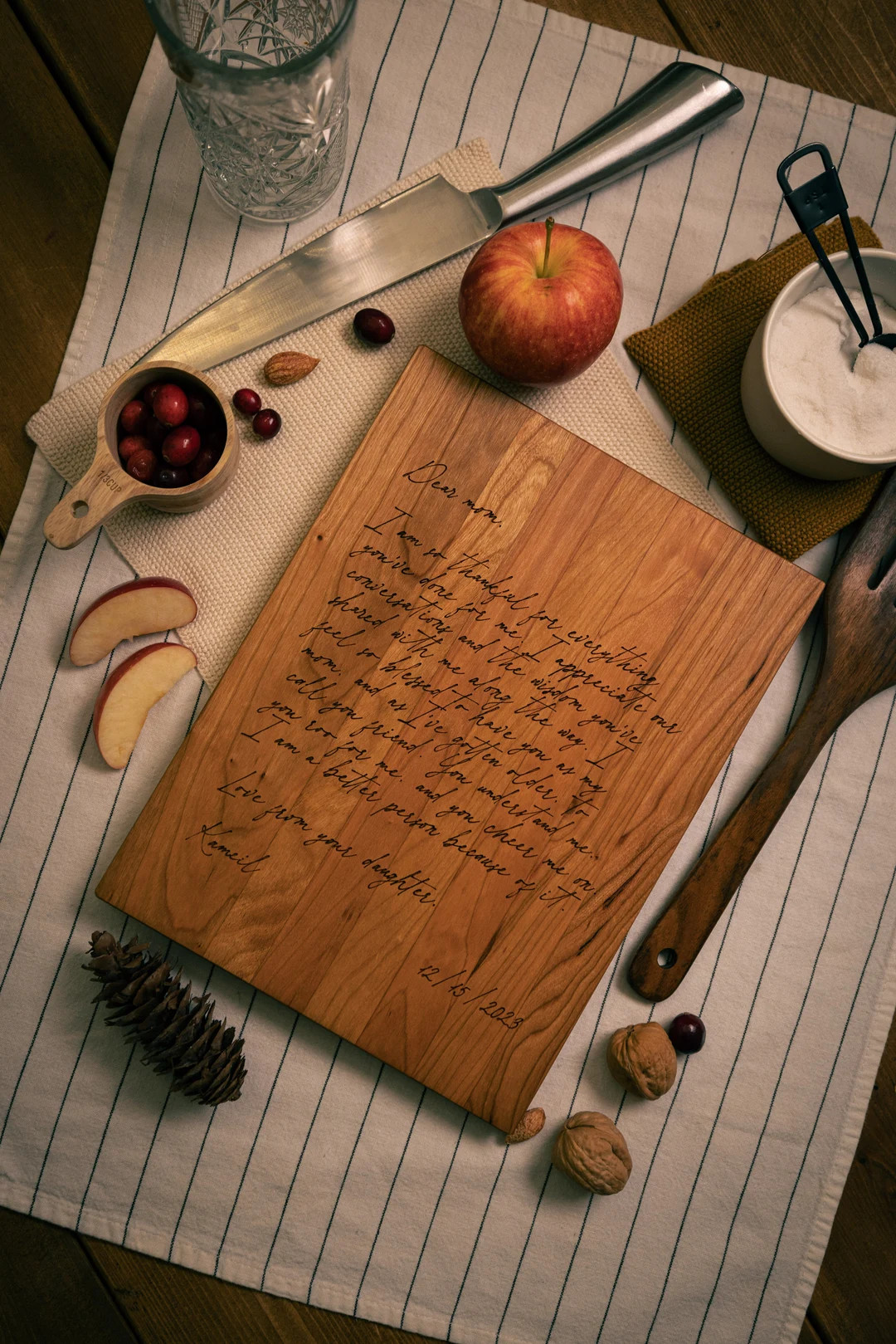 Dear Mom Custom Engraved Cutting Board Letter to Mom Memory Keepsake Gift Custom Kitchen Decor Ha... | Etsy (US)