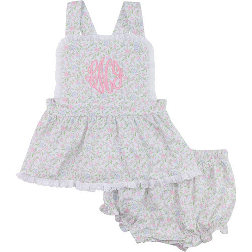 Pastel Floral Knit Eyelet Diaper Set | Cecil and Lou