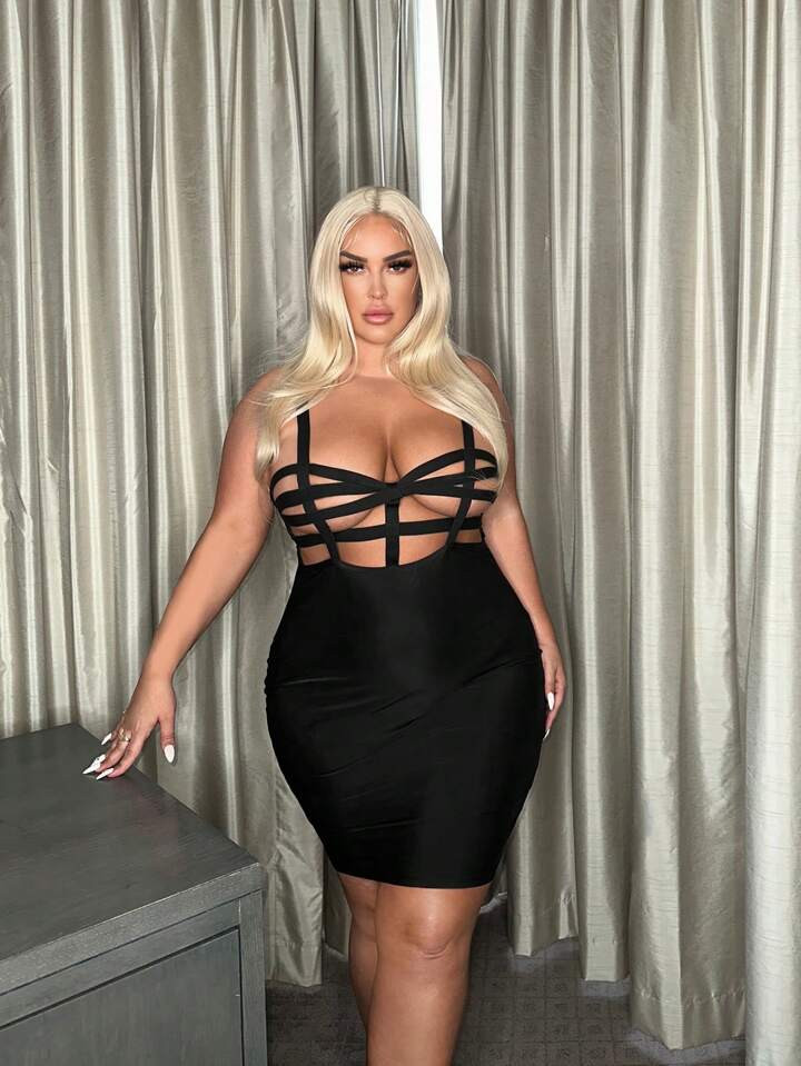 SHEIN SXY Plus Cut Out Bodycon Dress | SHEIN